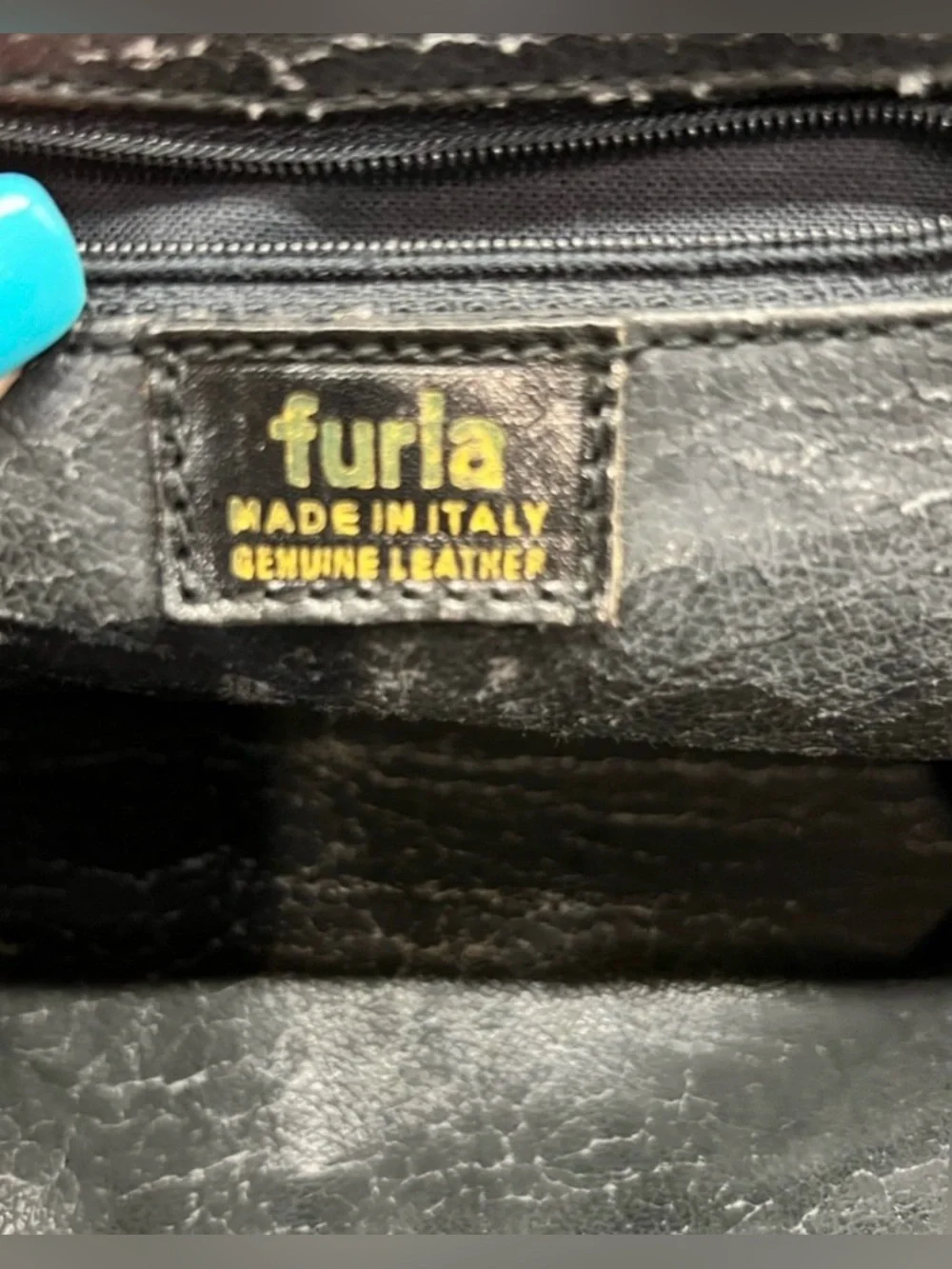 Furla Vintage Metallic Pewter Clutch with Gold Kisslock, Italian Calf Leather